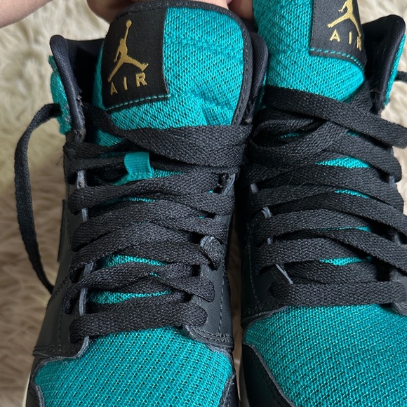 Air Jordan Black and Teal High-Top Sneakers - Picture 12 of 16